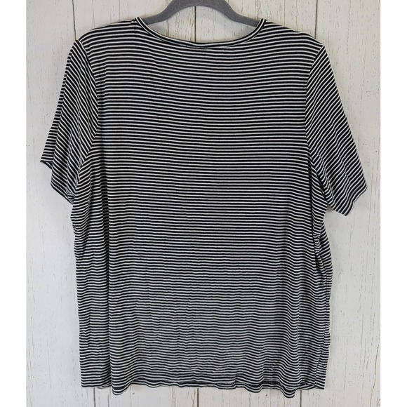 Old Navy Luxe Size‎ XL Womens Black White Striped Short Sleeve Top - Picture 7 of 7
